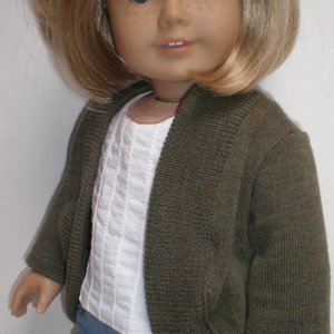 SAGE MERINO WOOL Shrug Cardigan Sweater 18 inch doll clothes image 3