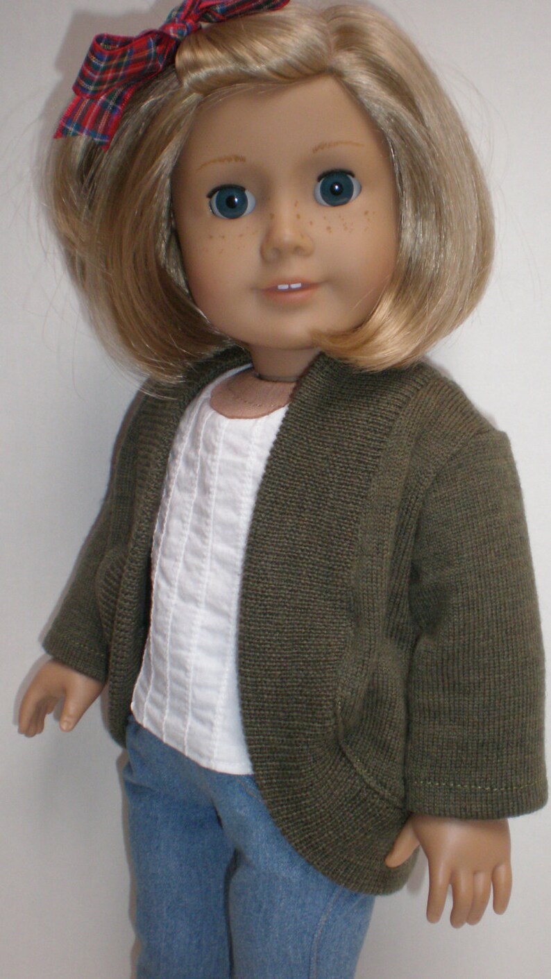 SAGE MERINO WOOL Shrug Cardigan Sweater 18 inch doll clothes image 3