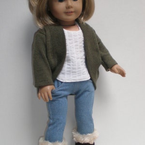 SAGE MERINO WOOL Shrug Cardigan Sweater 18 inch doll clothes image 4