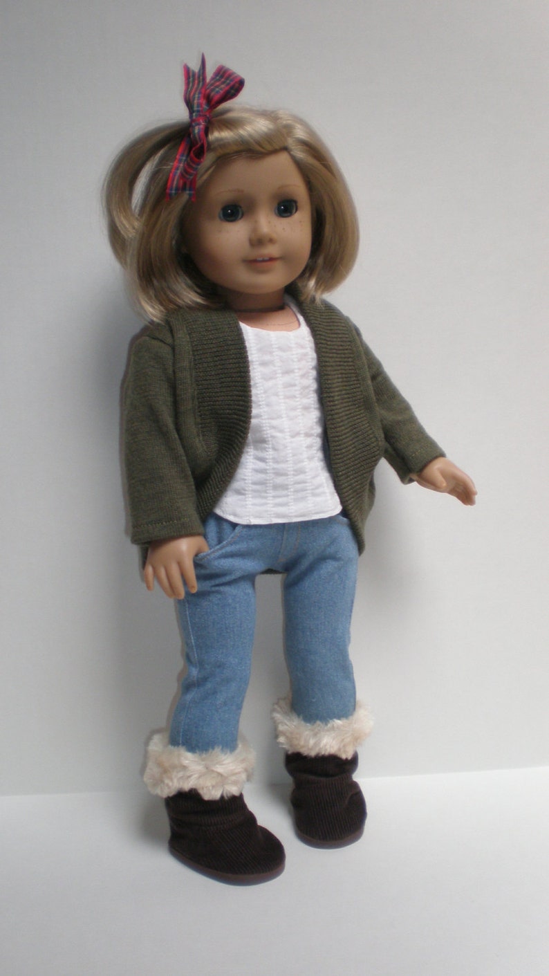 SAGE MERINO WOOL Shrug Cardigan Sweater 18 inch doll clothes image 4