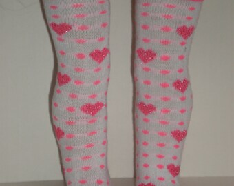 Valentine Pink & White Thigh High Socks 18 inch doll clothes