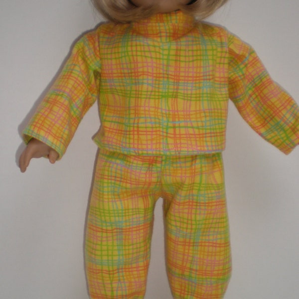 American Girl Doll Clothes -- YELLOW FLANNEL FOOTED Pajamas fits American Girl 18" dolls