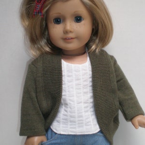 SAGE MERINO WOOL Shrug Cardigan Sweater 18 inch doll clothes image 2