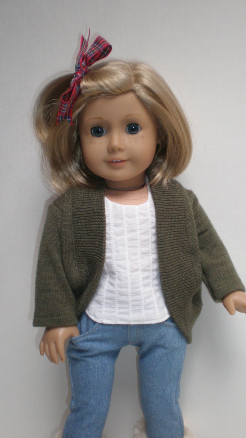 SAGE MERINO WOOL Shrug Cardigan Sweater 18 inch doll clothes image 2