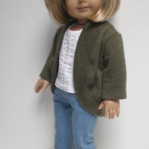 SAGE MERINO WOOL Shrug Cardigan Sweater 18 inch doll clothes image 1