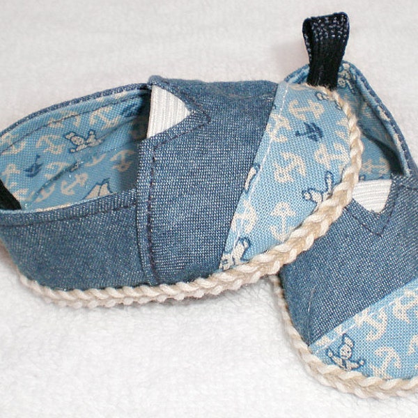 DENIM & BLUE NAUTICAL Print Espadrilles for 18 inch American Girl doll