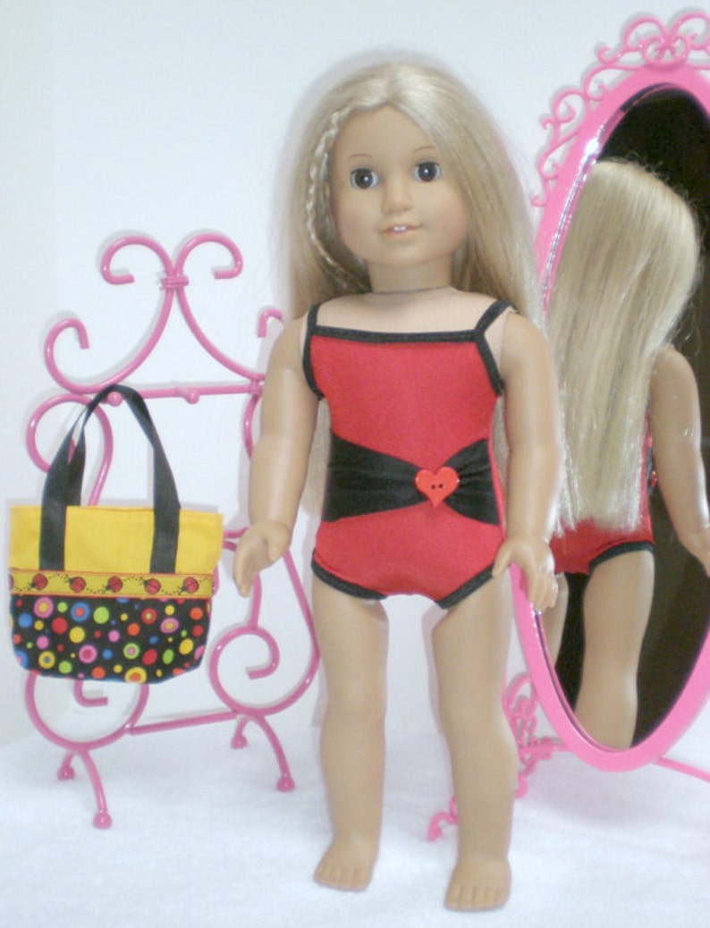 Red Swimsuit & Beach Bag made to fit 18 inch American Girl doll