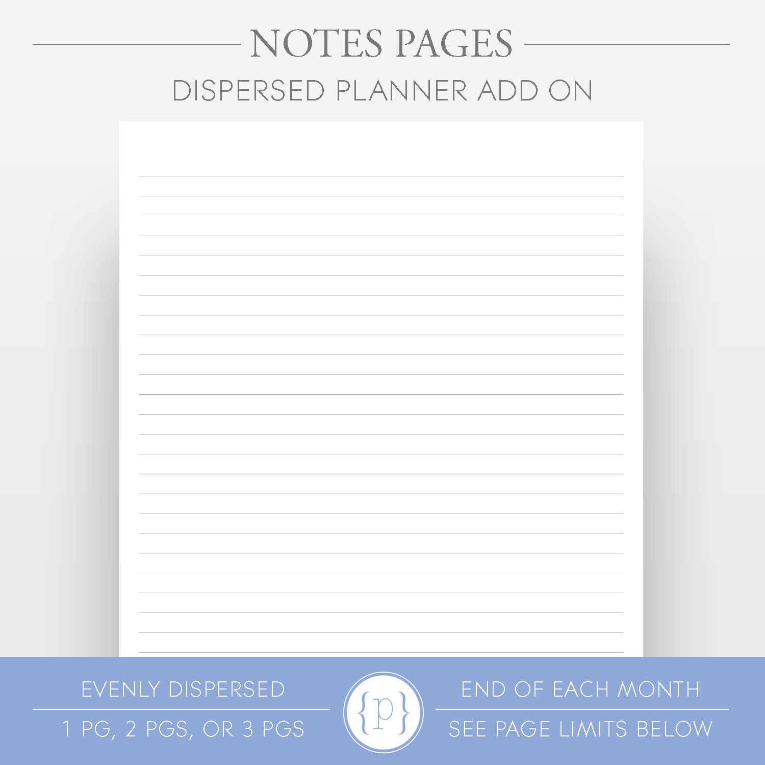 Notes Pages Dispersed Throughout Months