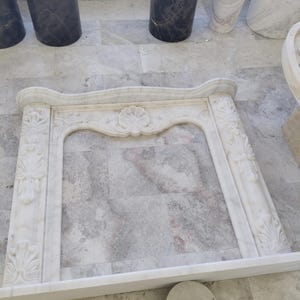 Marble Fireplace Surround, Natural Stone Mantel, Luxury Fireplace Frame, living room decoration, stone mantel, luxury fireplace