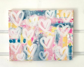 Graffiti Hearts - Modern Abstract Canvas Painting | Best Friend Gift | Preppy Wall Decor | Event Keepsake | Trendy Aesthetic