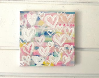 Endless Summer Hearts Canvas Painting | Gift | Preppy Wall Art | Dorm | Event Keepsake| Trendy Aesthetic