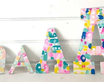 Custom Preppy Hand Painted Wood Letter|  You pick size and colors