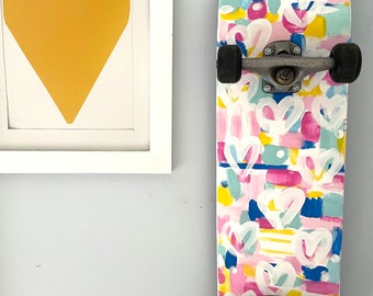 Skateboard Hearts No. 2 - Bright Painted Preppy Wall Art | College Dorm  | Girls Room | Room Decor