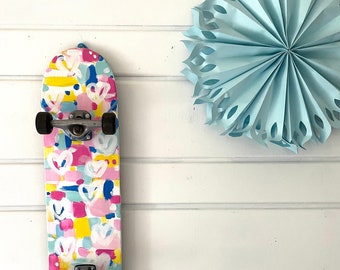 Skateboard Hearts No. 1 - Bright Painted Preppy Wall Art | College Dorm  | Girls Room | Room Decor