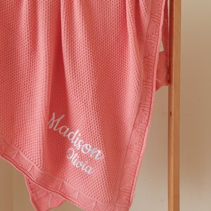 Soft Baby Name Blanket, Embroidered Baby Name, Cotton Baby Blanket, Personalized Baby Blanket, Newborn Name Blankie, Infant Girl Blanketlogo