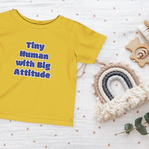 Cute Infant Tee - &quot;Tiny Human with Big Attitude&quot; | Baby Fashion, Toddler Gift, Birthday Outfit, Baby Shower Gift, Fun Nursery