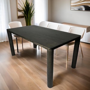 Mesa de comedor de madera maciza, mesa de madera rústica, mesa cuadrada de madera, mesa de madera oscura, mesa de comedor, mesa personalizada, mesa de cocina, mesa de comedor de fresno
