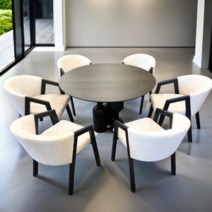 Handmade Solid Oak Round Dining Table: Modern Kitchen Center Table