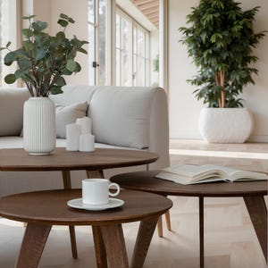 Handmade Wood Table | Oak Coffee Table | Modern Round Wooden Table | Custom Living Room Table