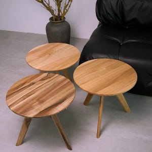 Handmade Round Wood Coffee Table: Ash, Walnut, or Oak - Modern Rustic Style