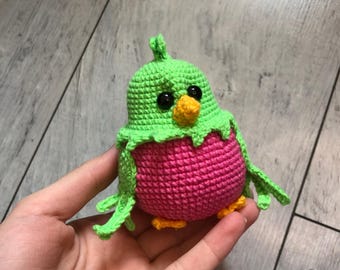 Patrón PDF: Loro colorido de crochet, juguete Amirugumi de peluche, decoración de verano, tutorial para principiantes, pájaro tropical de crochet de primavera.