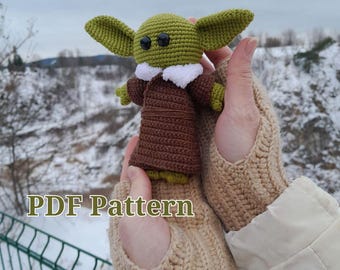 Patrón PDF Yoda Star Wars - Tutorial de Amigurumi inspirado en Grogu Juguete de Grogu Decoración de habitación Idea de regalo Foto Fan The Mandalorian Juguete Jedi de ganchillo de invierno
