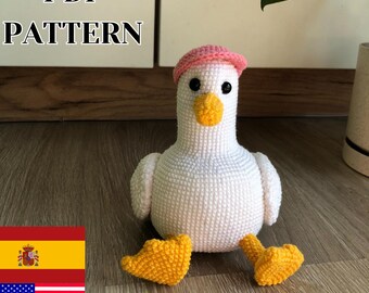 Patrón PDF Ganso Philip de Ganchillo Amigurumi Pájaro de Verano Tutorial Intermedio Animal Hecho a Mano