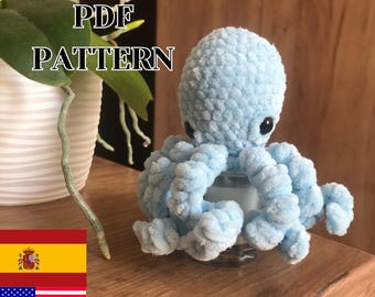 Patrón PDF Pulpo de Ganchillo Peluche Amigurumi Tutorial Llavero Juguete Hecho a Mano para Bebé Crochet para Principiantes Animal Marino