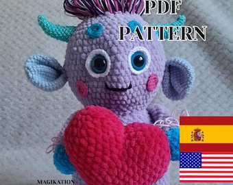 Patrón PDF Monstruo Tokki Peluche de Ganchillo Amigurumi Patrón Fácil para Principiantes Regalo para Amigos con Tutorial en Video