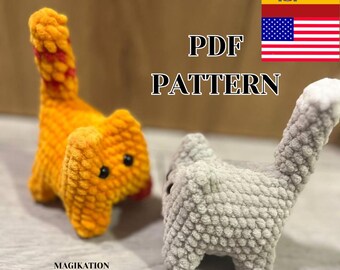 Patrón PDF Gato Amigurumi Sin Coser para Principiantes Peluche Mini Mascotas de Ganchillo Fácil Proyecto Sin Coser