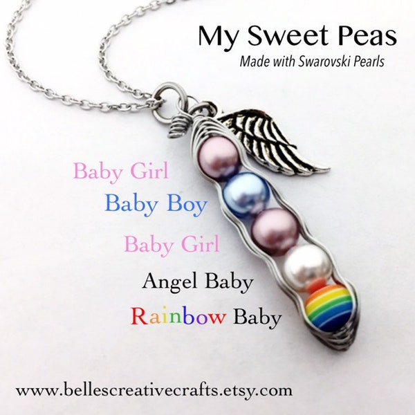 You CUSTOMIZE! RAINBOW Baby Sweet Pea...(4, 5, 6, or 7 Sweet Peas) Baby after Miscarriage / Infant Loss NECKLACE