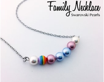 Family Necklace..Swarovski Pearls...on a Stainless Steel chain....Or Personalize with BIRTHSTONE pearls...Customizable Pearl Necklace
