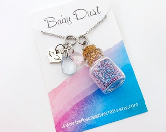 Baby Dust Necklace...Choose your Glitter Color! Stainless Steel chain and Glitter filled Glass Jar * Infertility necklace - TTC Warrior