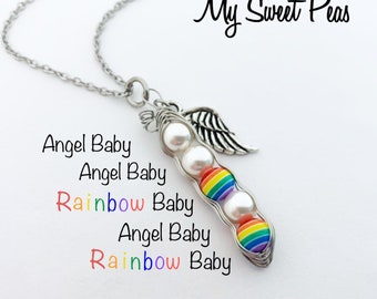 You CUSTOMIZE! RAINBOW Baby Sweet Pea...(4, 5, 6, or 7 Sweet Peas) Baby after Miscarriage / Infant Loss NECKLACE