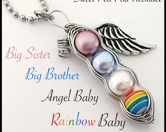 RAINBOW Baby Sweet Pea...(4, 5, 6, or 7 Sweet Peas) Baby after Miscarriage / Infant Loss NECKLACE....You Customize the Colors