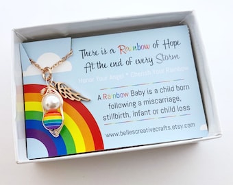 RAINBOW Baby Sweet Pea... Rose Gold Colored- Baby after Miscarriage / Infant Loss NECKLACE - Remember and Honor your Angel and Rainbow Babes