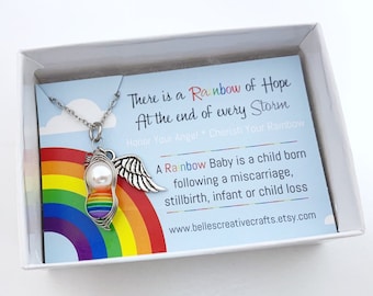 RAINBOW Baby Sweet Pea...Baby after Miscarriage / Infant Loss NECKLACE....Remember and Honor your Angel and Rainbow Babes