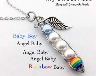You CUSTOMIZE! RAINBOW Baby Sweet Pea...(4, 5, 6, or 7 Sweet Peas) Baby after Miscarriage / Infant Loss NECKLACE