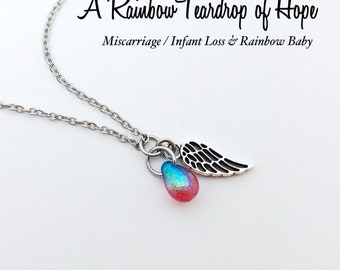 A Teardrop of Hope  *  Miscarriage / Infant Loss / Stillborn * Rainbow Baby Remembrance NECKLACE *