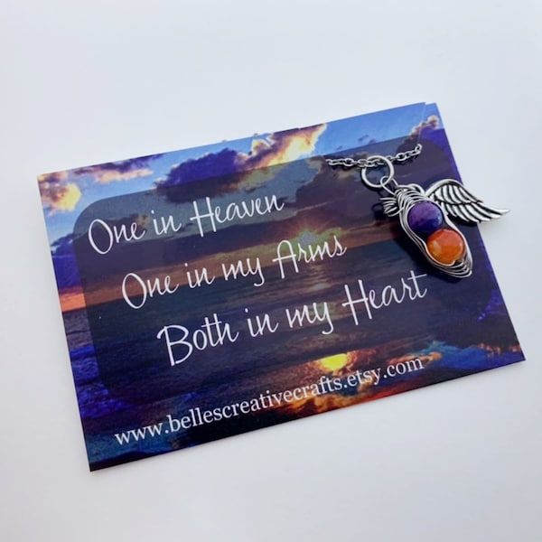 Sunset Baby * Sunrise Baby - One in Heaven & One in My Arms... Miscarriage / Infant Loss NECKLACE - Remember and Honor your Sweet Peas TWINS