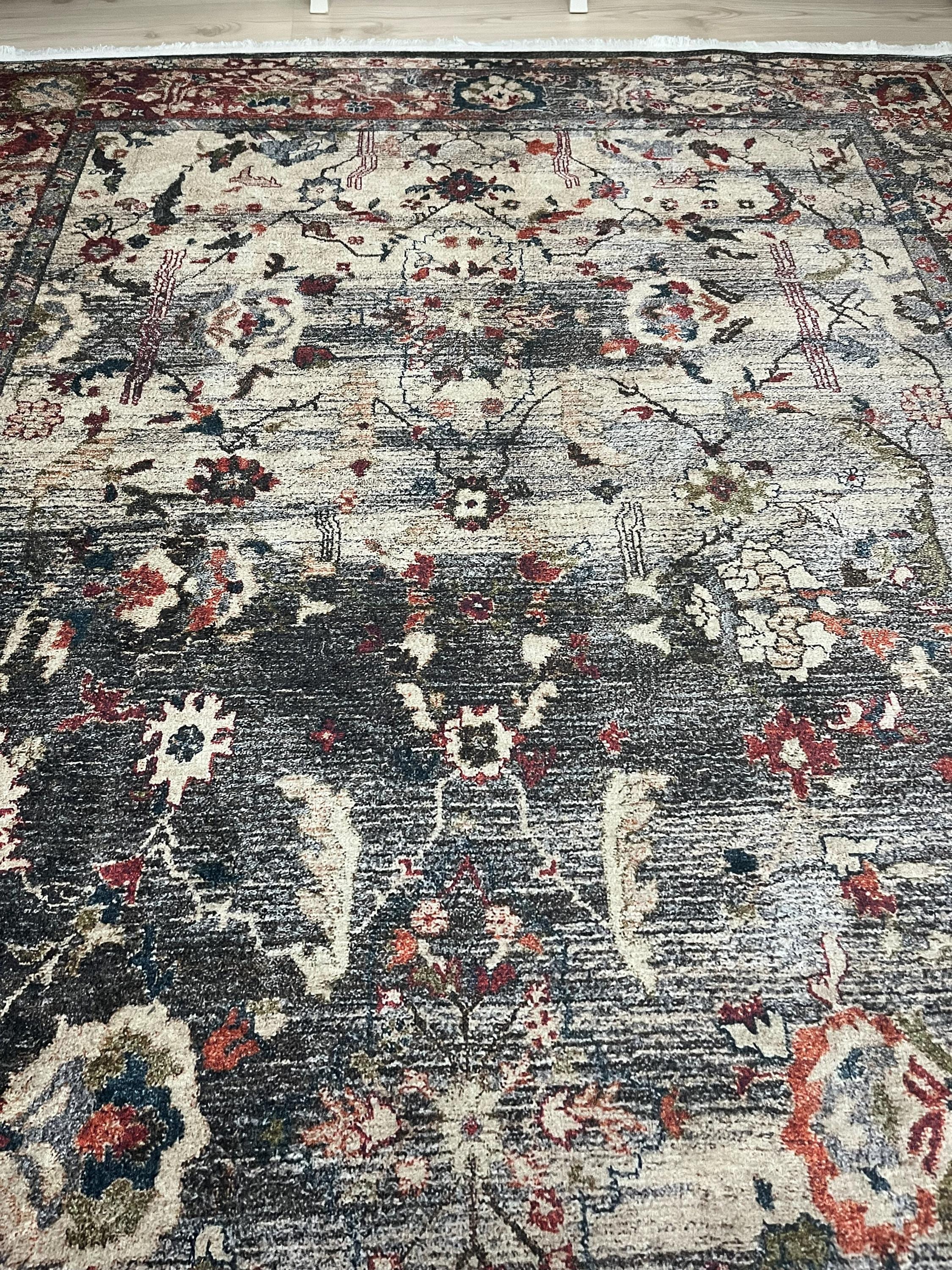 Red Beige Oriental Rug: Vintage Distressed Persian Style Carpet, Custom ...