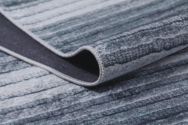 Modern Black and Grey Striped Rug: Minimalist Monochrome Area Carpet - Etsy