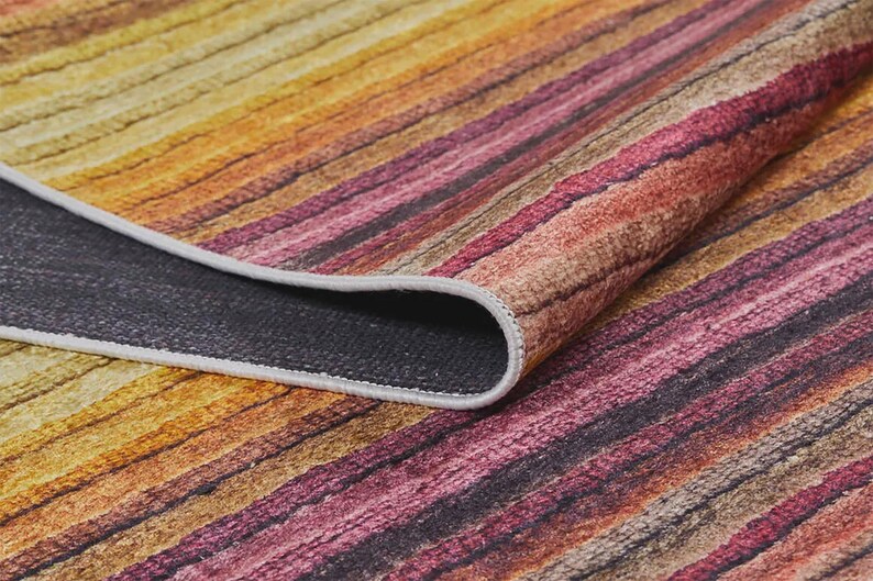 Modern Rainbow Striped Area Rug: Multicolor Contemporary Floor Decor ...