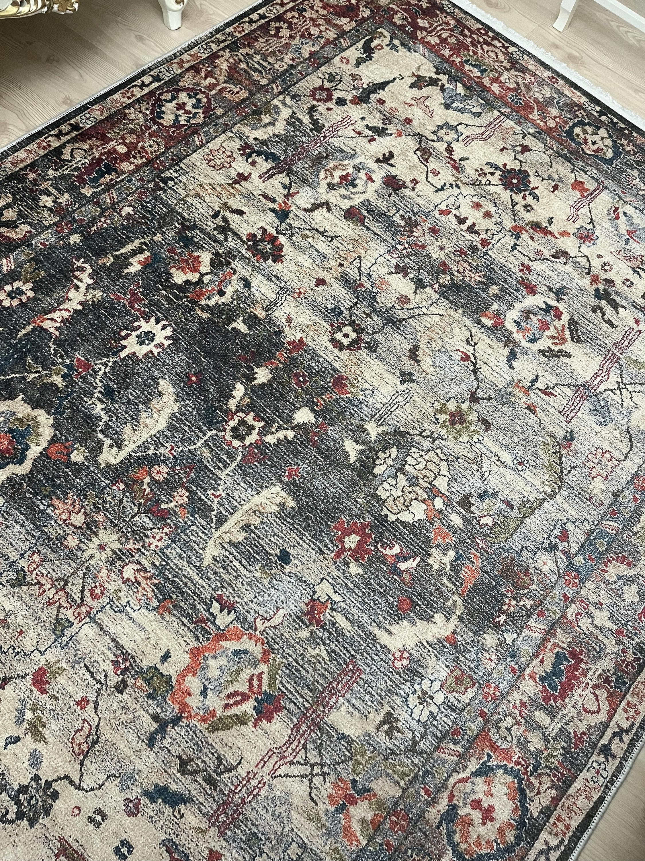 Red Beige Oriental Rug: Vintage Distressed Persian Style Carpet, Custom ...