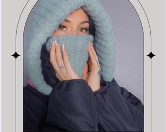 Crochet balaclava pattern|| turtleneck hoodie pattern|| The cloud hood PATTERN: basic crochet stitches, beginner friendly, video tutorials.