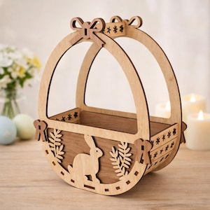 Panier cadeau de Pâques – Décoration printanière découpée au laser DIY