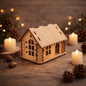 Modèle de maison découpé au laser : fichiers vectoriels SVG de décoration d'intérieur bricolage (téléchargement numérique)