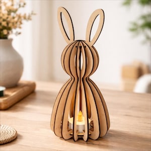 Osterhasen Kerzenhalter Laser Cut File - Moderne LED Teelicht Deko | Frühlings-Häschen-Laterne