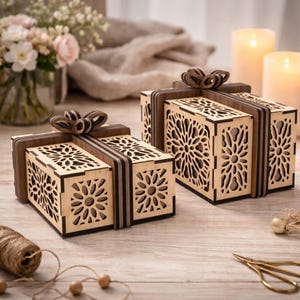 エレガントなギフトボックスバンドル - DIYレーザーカットファイル、モザイクパターンパッケージデザイン