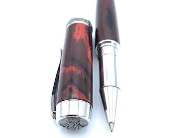 Handmade Rollerball Pen * Ebonite - Marbled Red  * Gifts for Husbands * 5th Anniversary Gift * Wedding Gift * Pen Collector * Custom Made